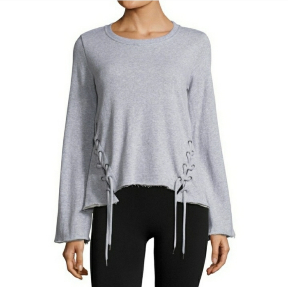 BETSEY JOHNSON Gray Lace-Up Yoga Sweatshirt S